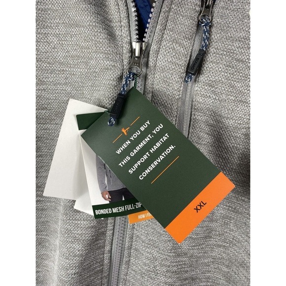 Orvis Bonded Mesh Full Zip Jacket XXL 2XL Gray Blue Warm Knit Fleece Lined - Picture 7 of 13